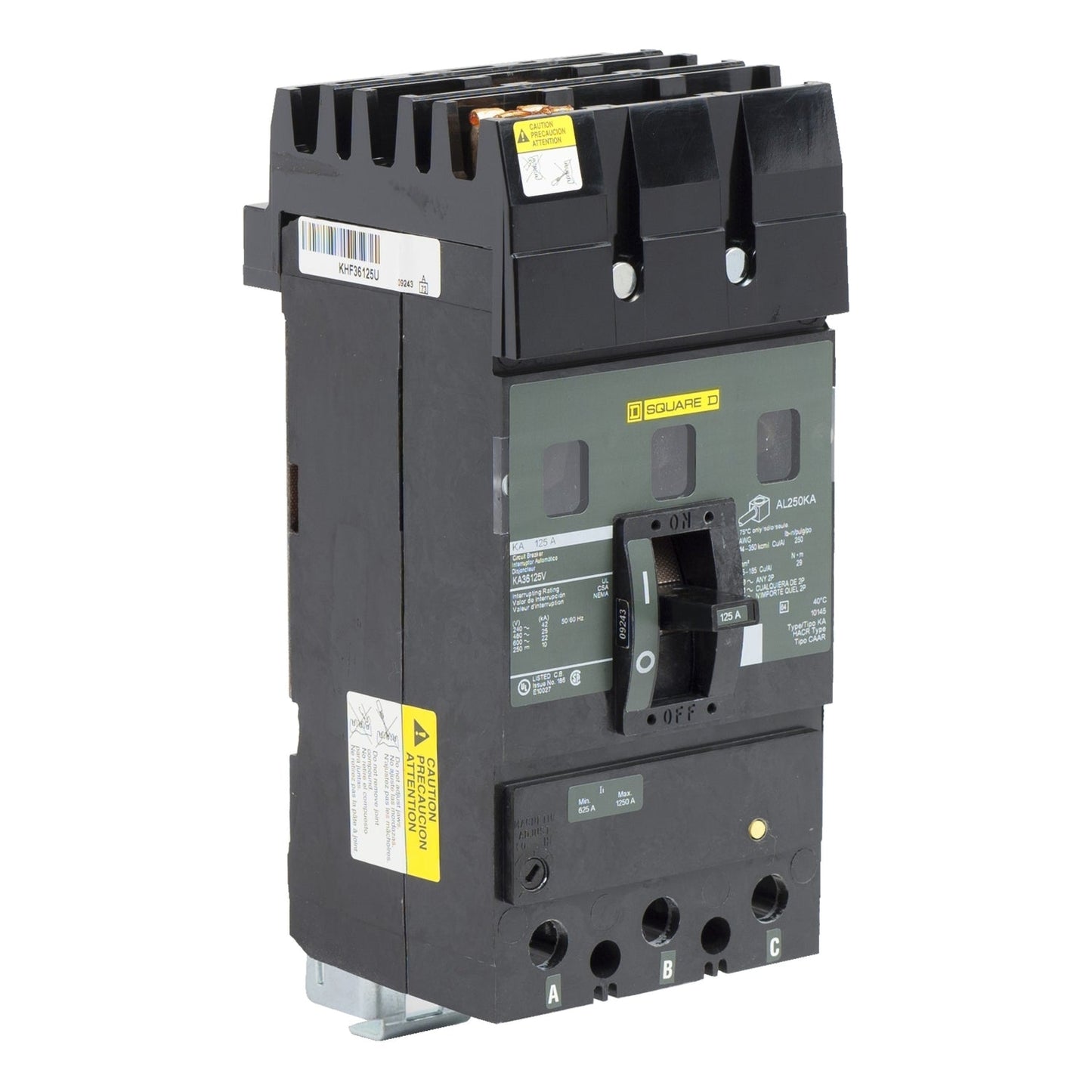 LAL36125V - Square D Feed-Thru 600V 125A 3 pole circuit breaker 30kA@480V - Essential Electric Supply