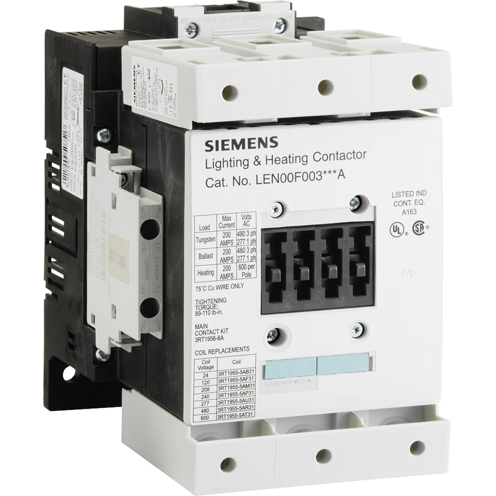 Siemens LEN00F003120A Contactor | 3P 3PH 600V 200A 120V Coil