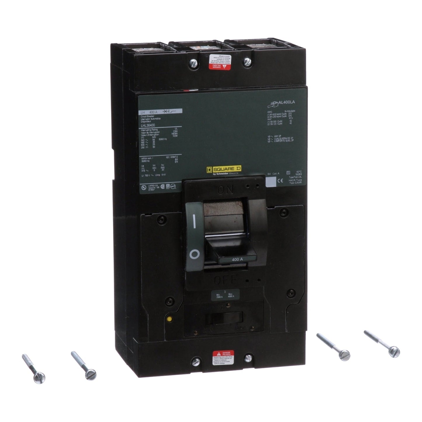 LHL364001027 - Square D Feed-Thru 600V 400A 3 pole circuit breaker 35kA@480V - Essential Electric Supply