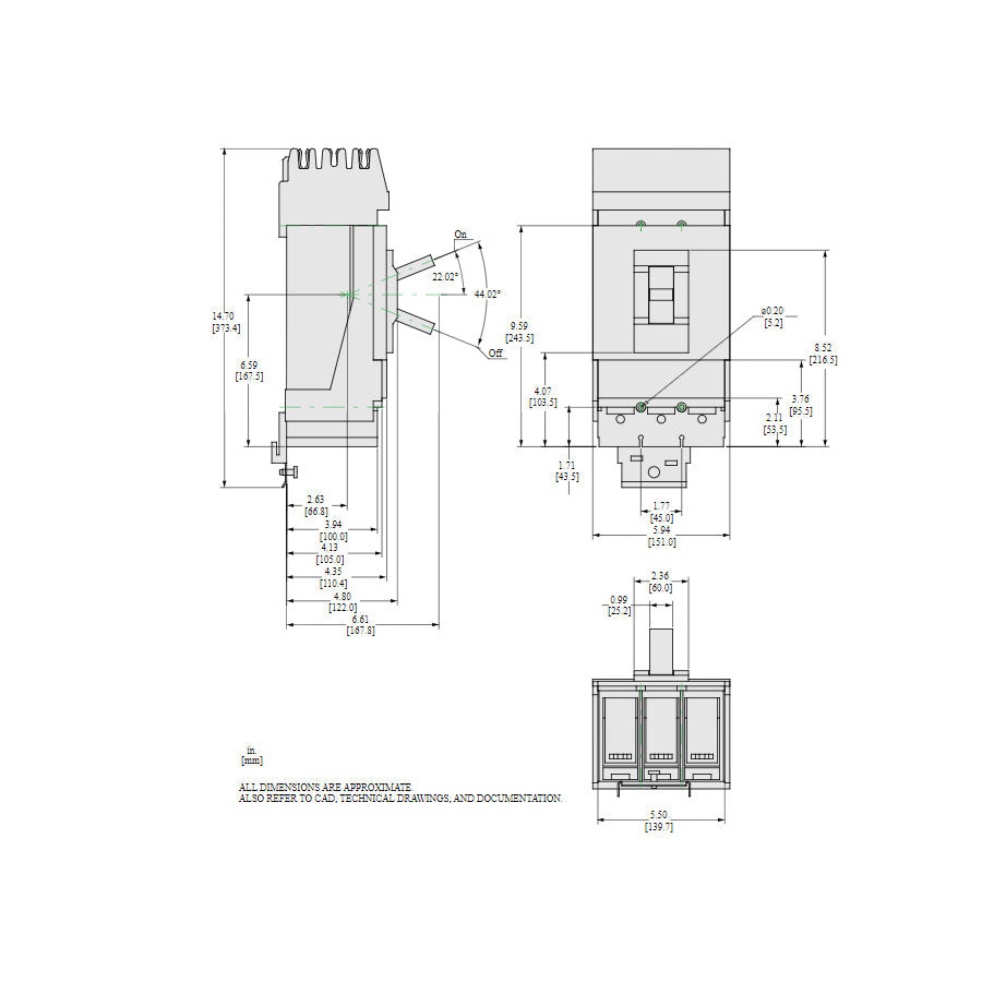 Square D LLA36400U33X Circuit Breaker | 600V 400A 3P 100kA@480V I-Line Style Plug-In Powerpact