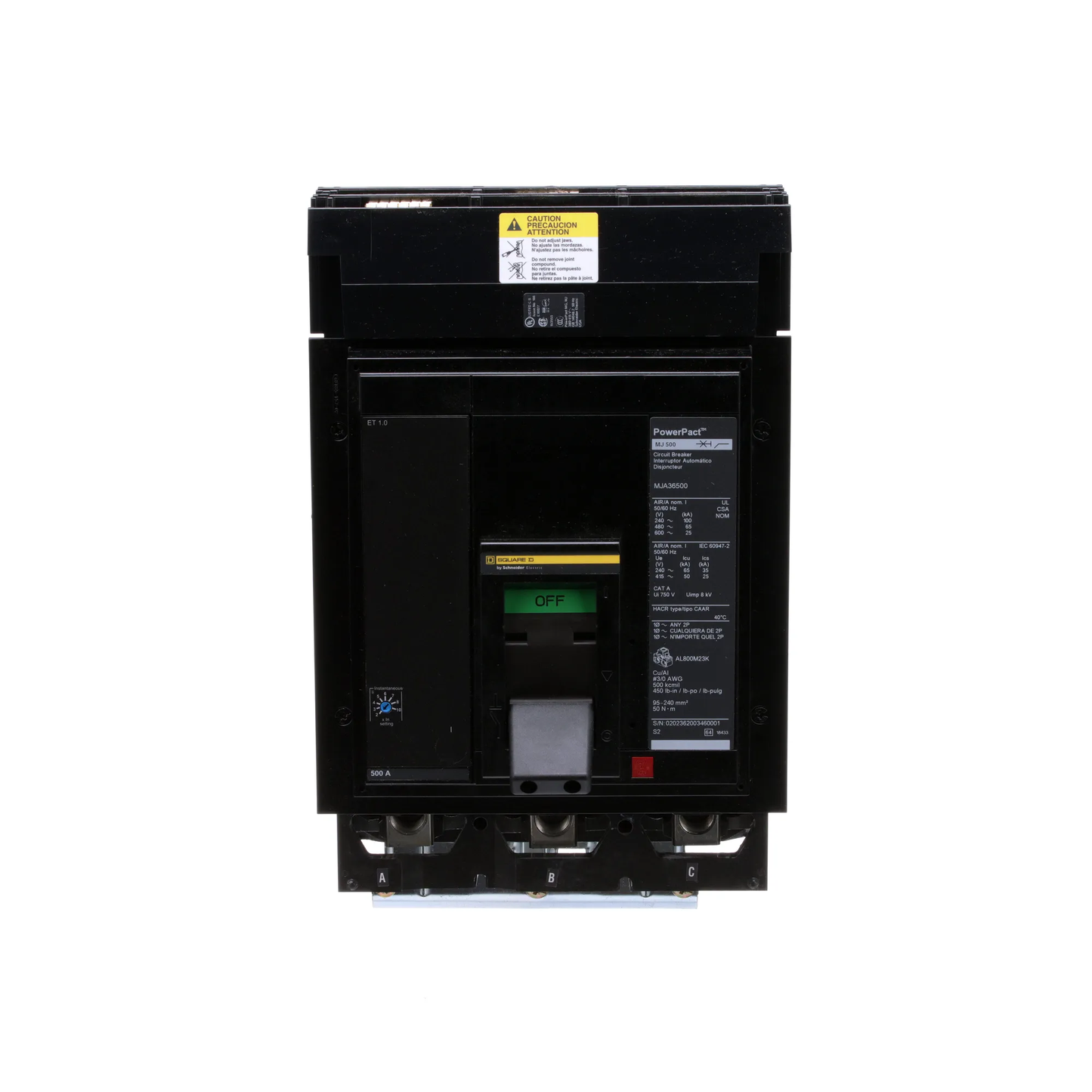 Square D MJA36500 Molded Case Circuit Breaker | 600V 500A 3P 65kA@480V Powerpact