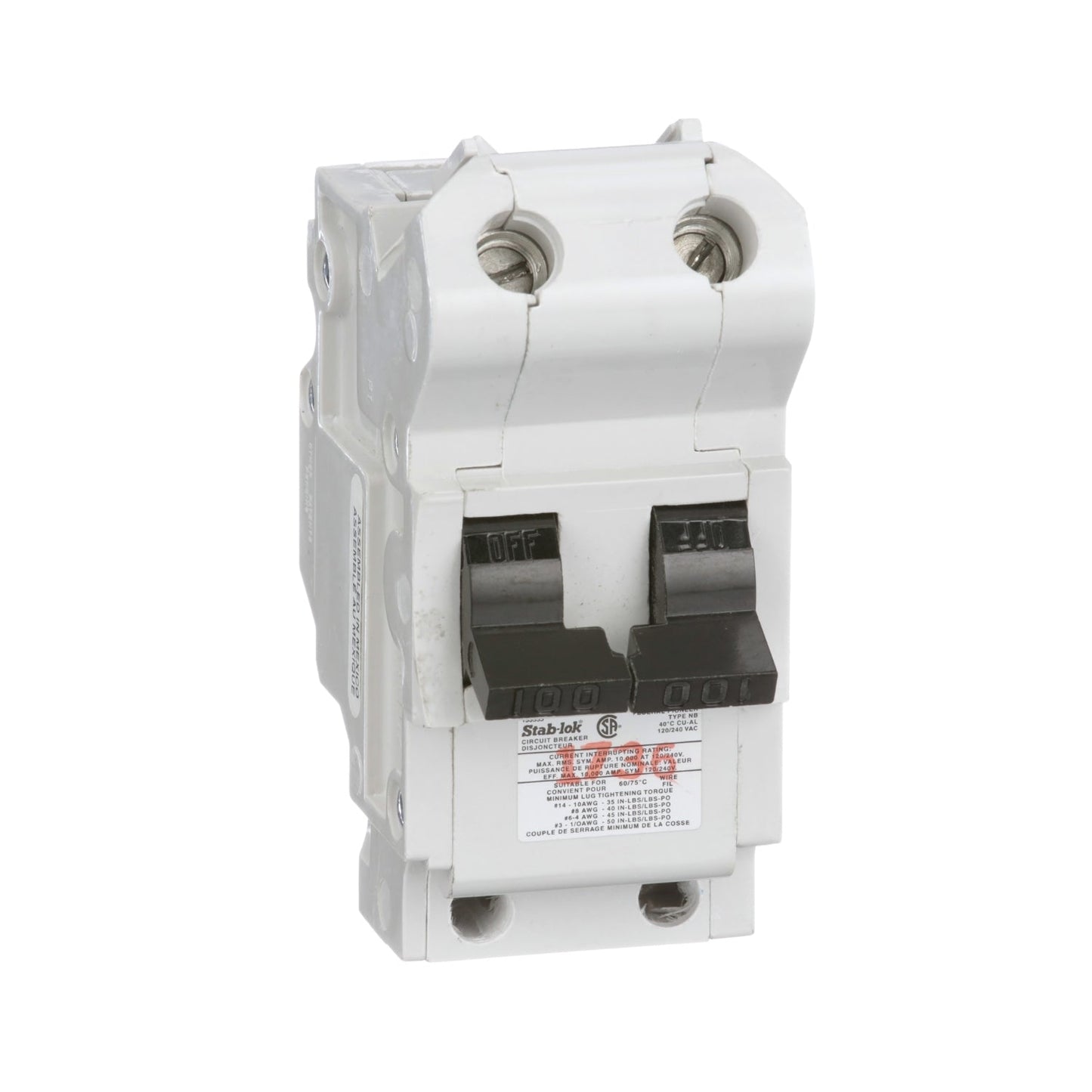 NB2P100 - Federal Pioneer Bolt-On 240V 100A 2 pole circuit breaker 10kA@240V - Essential Electric Supply