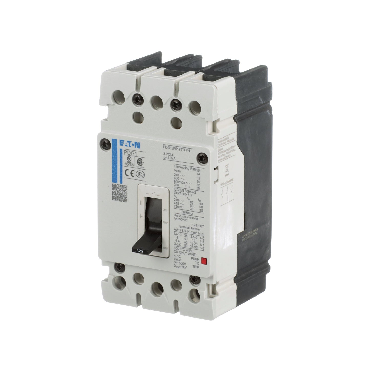 Eaton PDG13M0060TFFJ Circuit Breaker | 600V 60A 3P 65kA@480V Bolt-On Power Defense Series