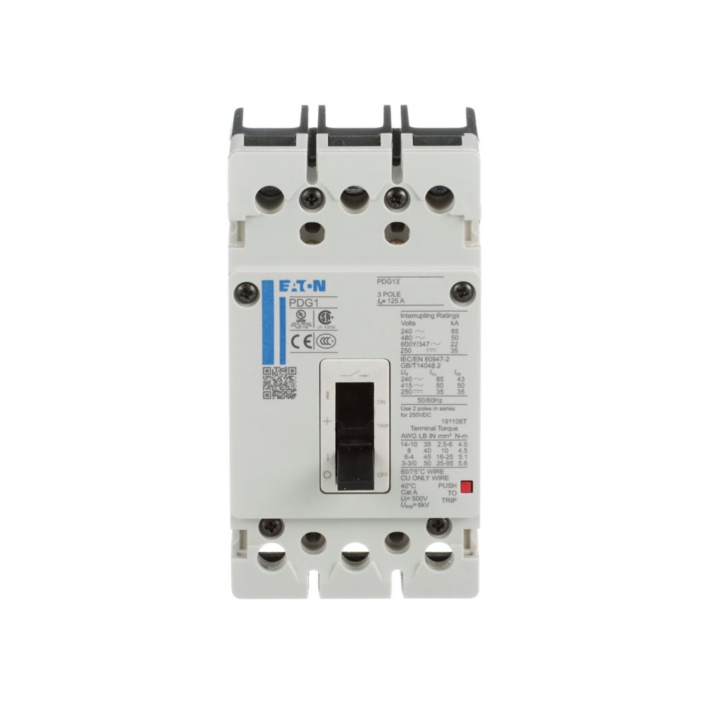 Eaton PDG13G0030TFJ Circuit Breaker | 600V 30A 3P 35kA@480V Bolt-On Power Defense Series
