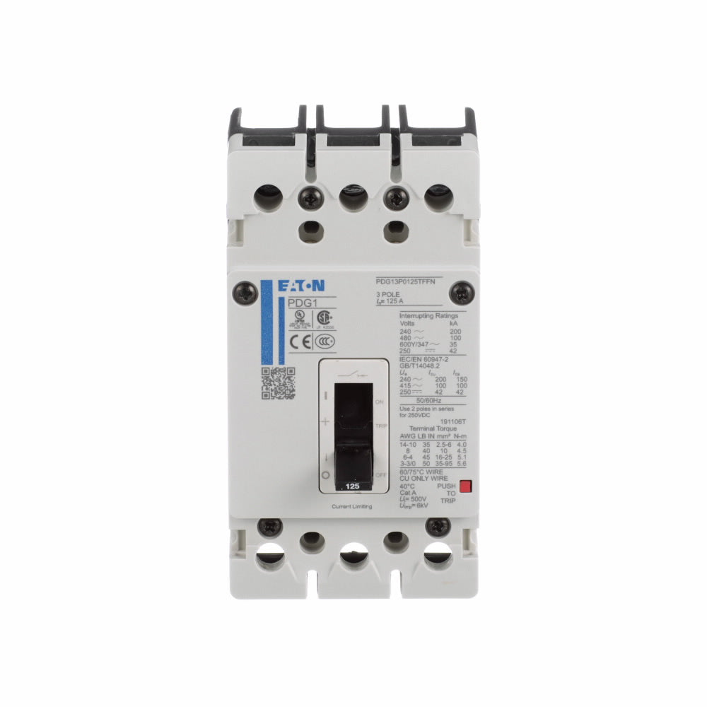 Eaton PDG13M0040TFFJ Circuit Breaker | 600V 40A 3P 65kA@480V Bolt-On Power Defense Series