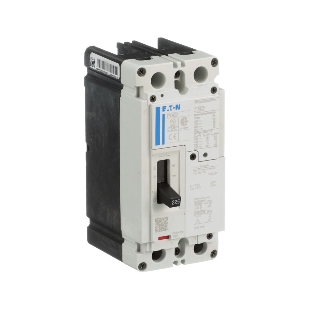 Eaton PDG22G0225TFFL Circuit Breaker | 600V 225A 2P 35kA@480V Bolt-On Power Defense Series