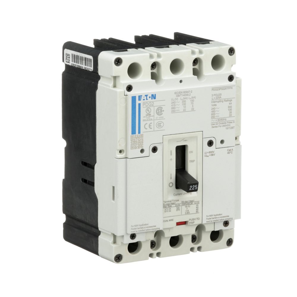 Eaton PDG23P0225TFFL Circuit Breaker | 600V 225A 3P 100kA@480V Bolt-On Power Defense Series