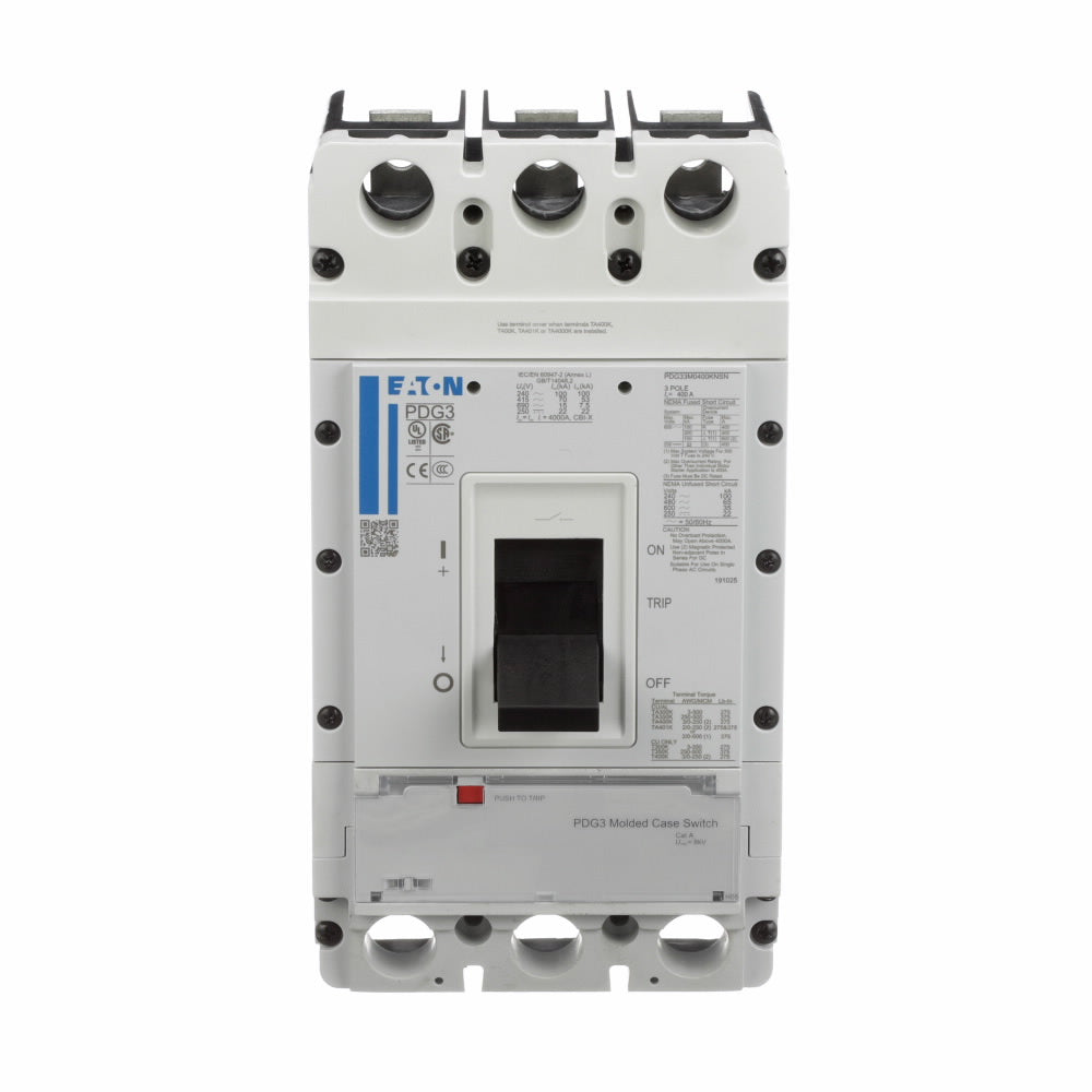 Eaton PDG33M0400KNSJ Circuit Breaker | 600V 400A 65kA@480V Power Defense Series