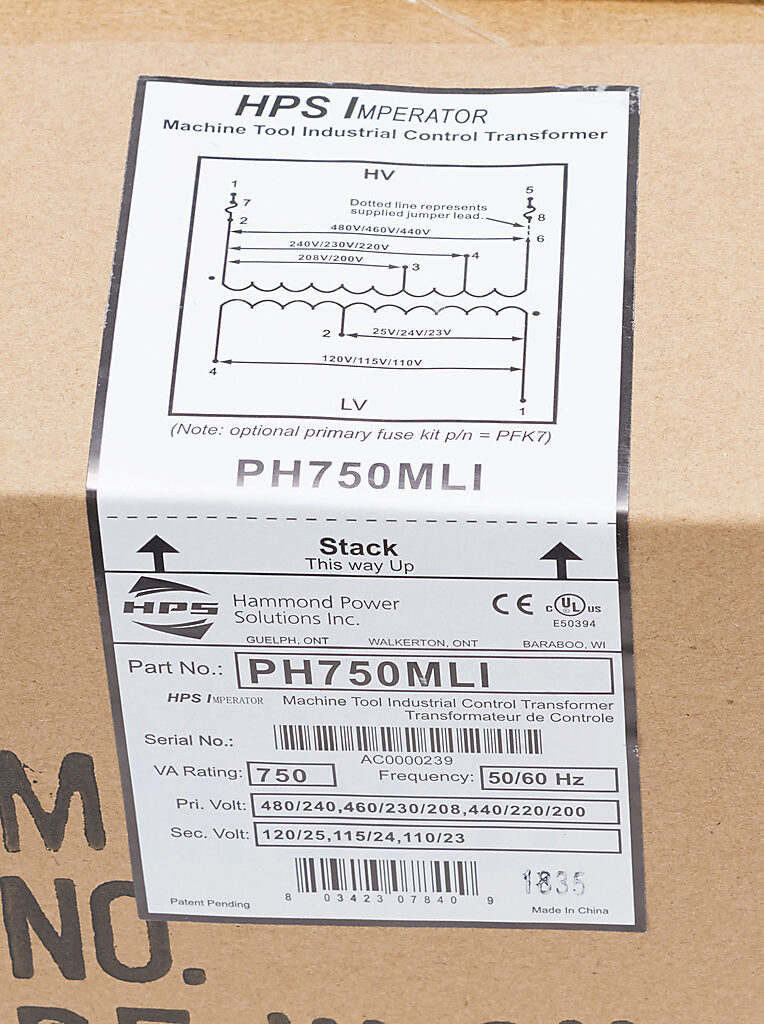 Hammond Power Solutions PH750MLI Transformer | 1.11 kVA Seismic Rated