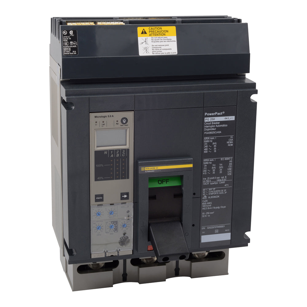 Square D PJA36080CU44A Circuit Breaker | 600V 800A 3P 65kA@480V I-Line Plug-In Powerpact