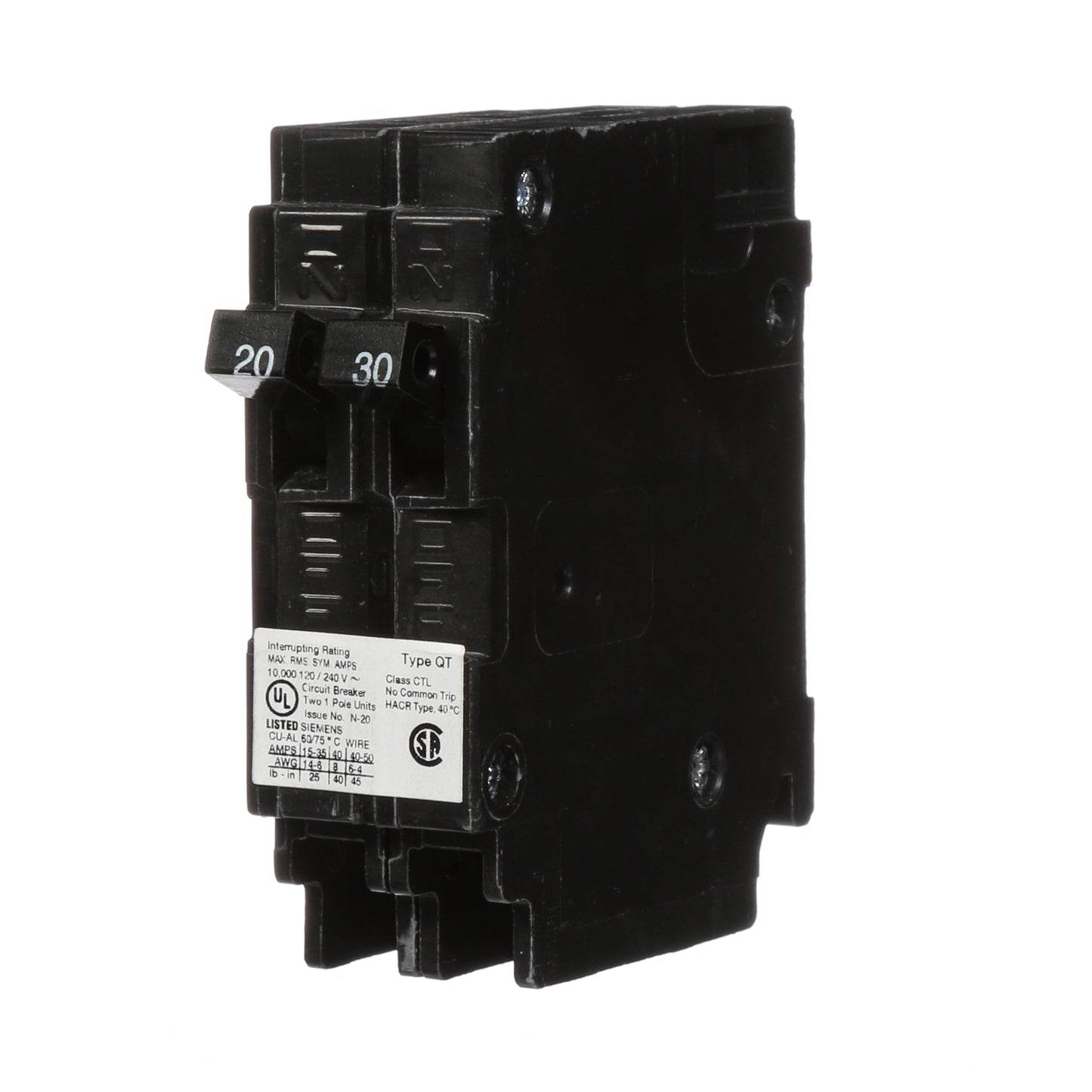 Siemens Q2030 Circuit Breaker | 240V 30A 2P 10kA@240V Plug-In Q Series