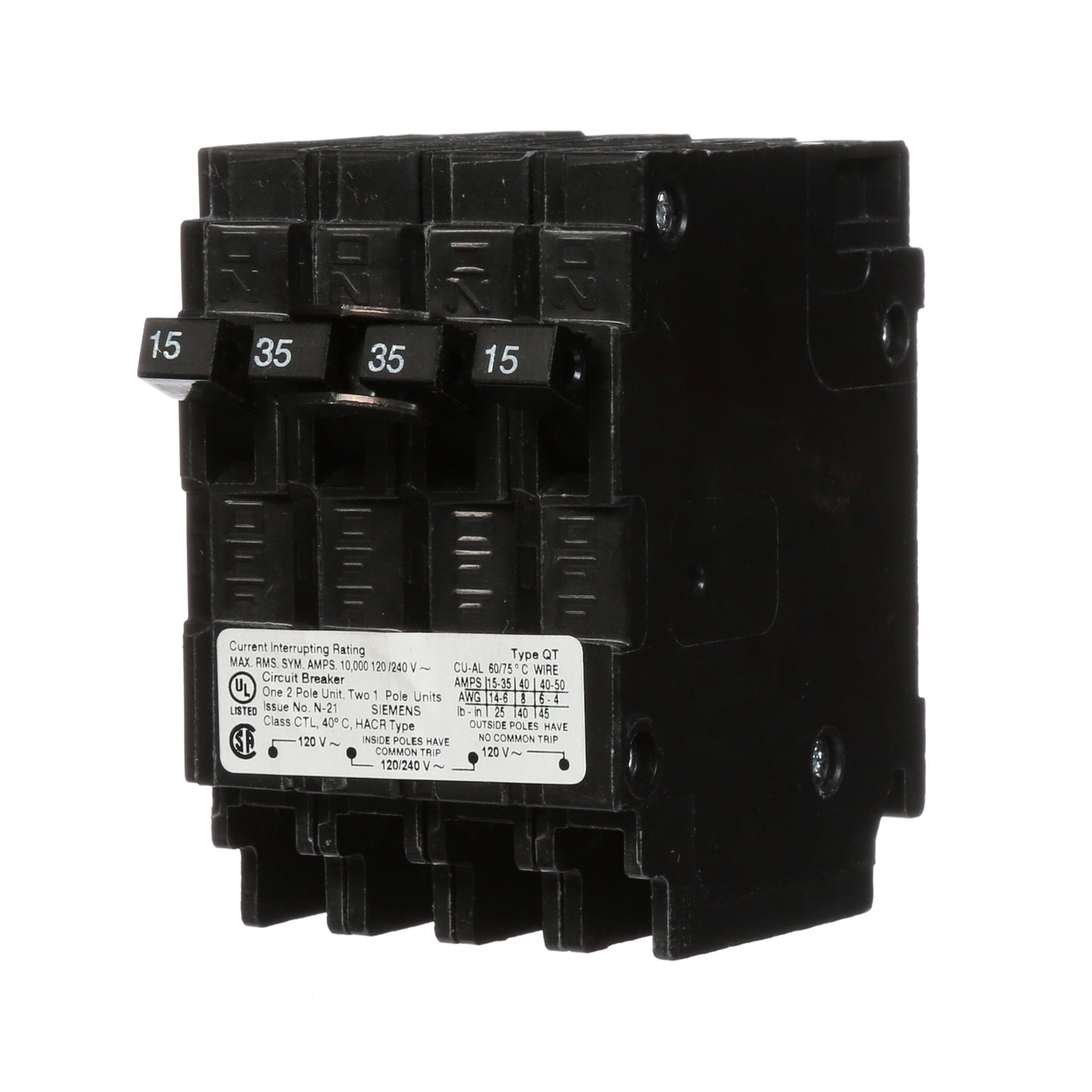 Siemens Q21535CT Circuit Breaker | 240V 35A 2P 10kA@240V Plug-In Q Series