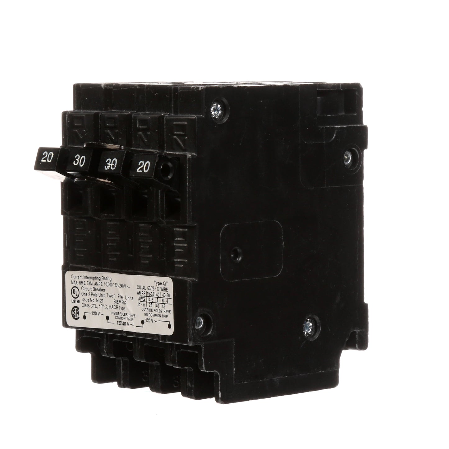 Siemens Q22030CT Circuit Breaker | 240V 30A 2P 10kA@240V Plug-In Q Series