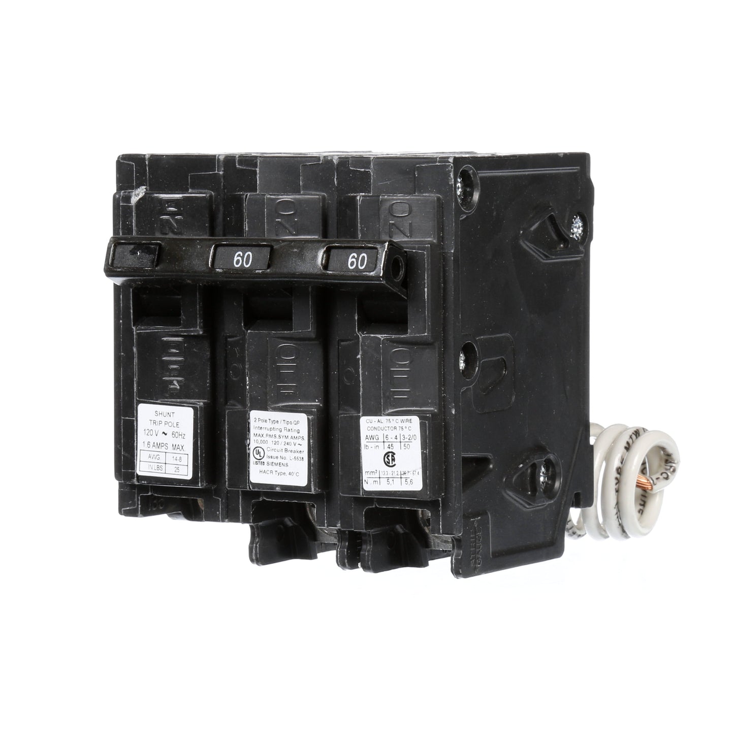 Siemens Q26000S01 Circuit Breaker | 240V 60A 2P 10kA@240V Plug-In Q Series