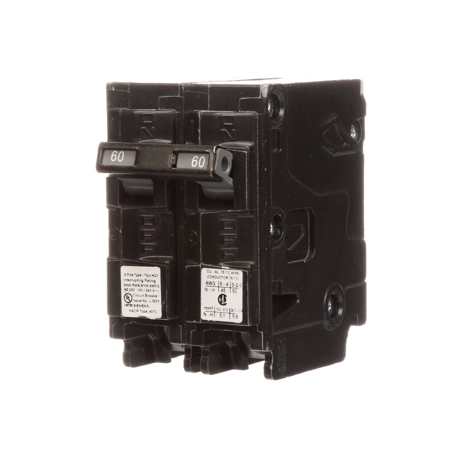 Siemens Q260HH Circuit Breaker | 240V 60A 2P 65kA@240V Plug-In Q Series