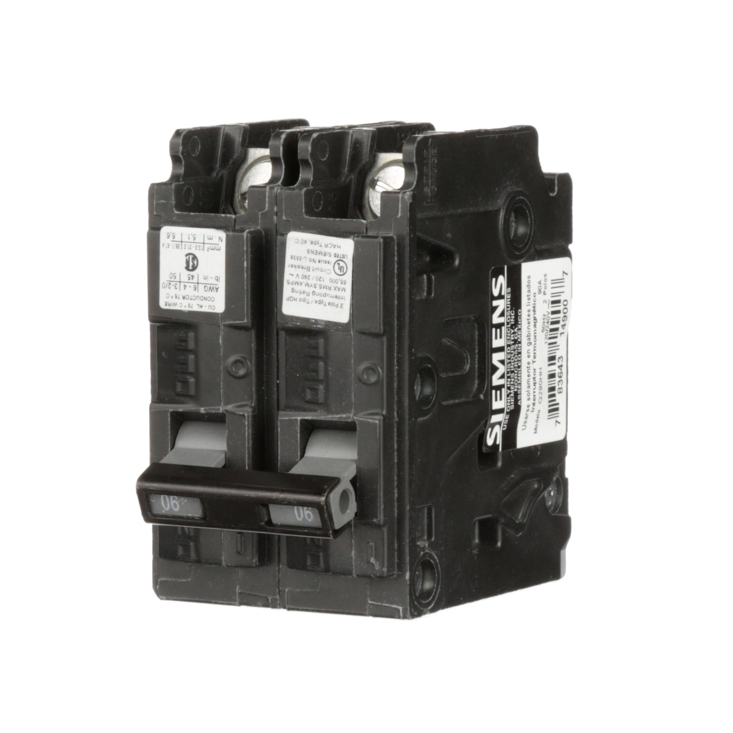 Siemens Q290HH Circuit Breaker | 240V 90A 2P 65kA@240V Plug-In Q Series