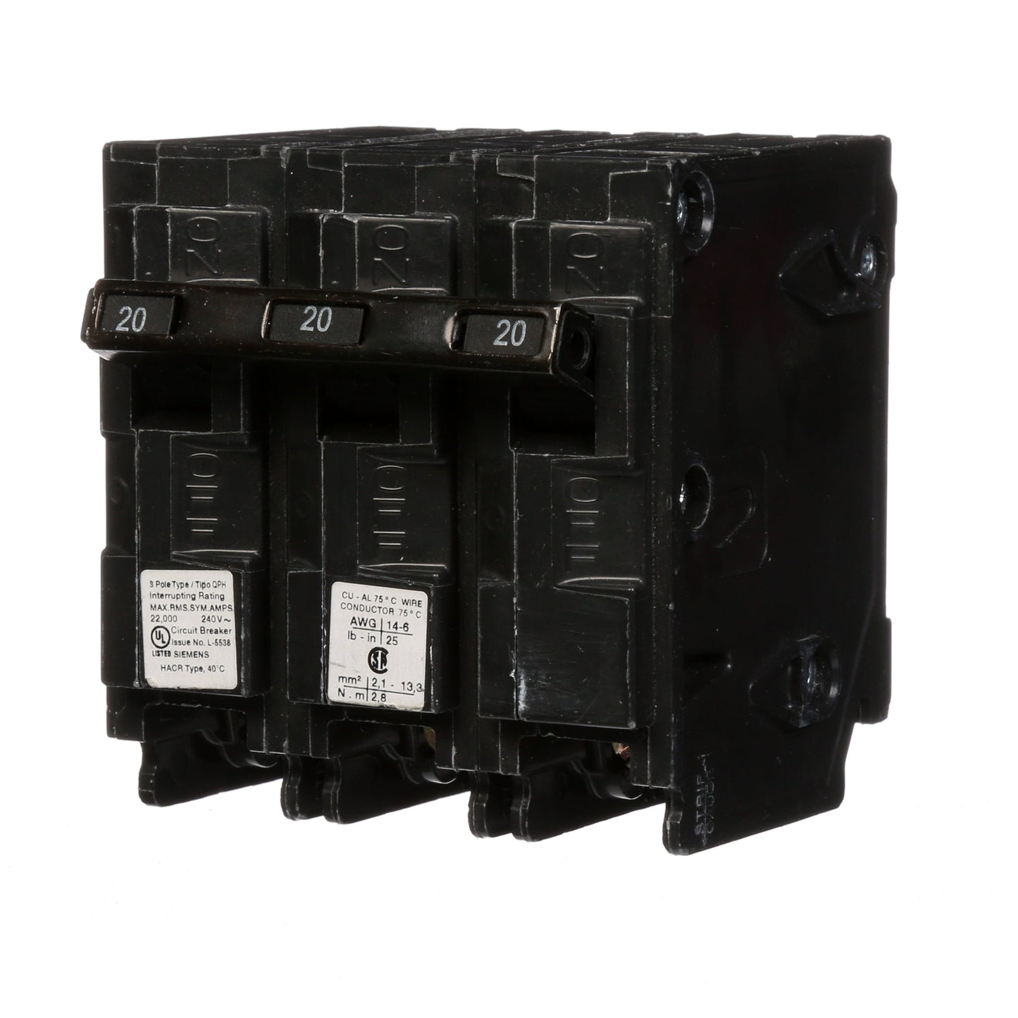 Siemens Q320H Circuit Breaker | 240V 20A 3P 22kA@240V Plug-In Q Series