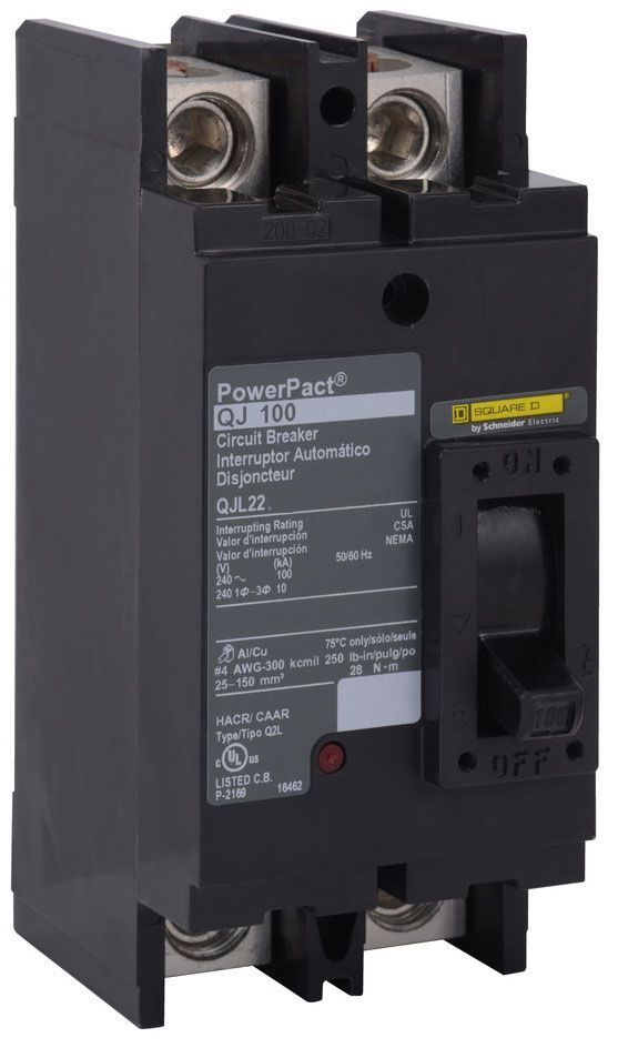 Schneider Electric QJL22250 Circuit Breaker | 240V 250A 2P 100kA@240V Feed-Thru Powerpact