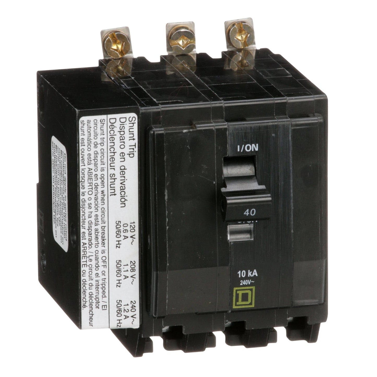 QOB3401021 - Square D Bolt-on 240V 40A 3 pole circuit breaker 10kA@240V - Essential Electric Supply