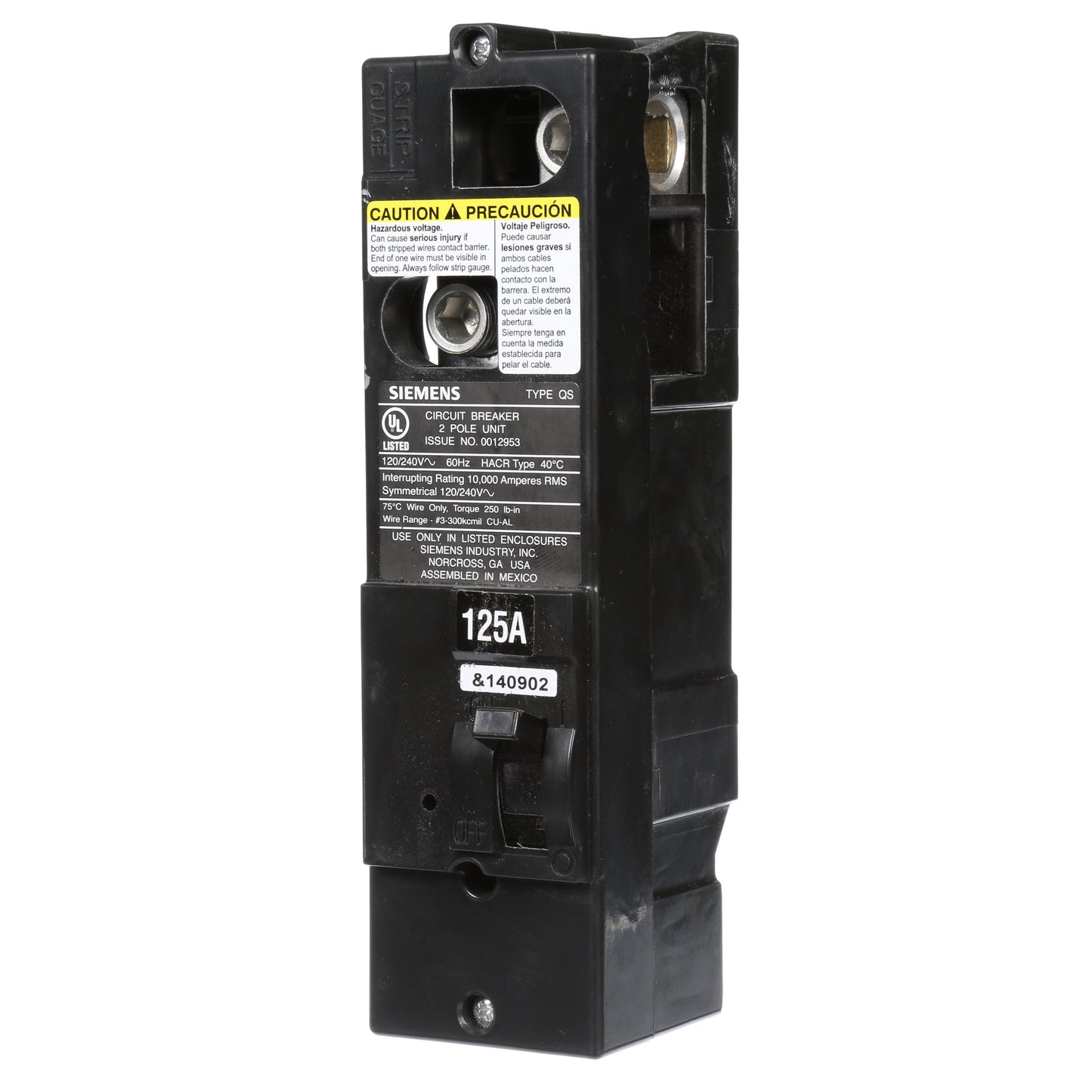 Siemens QS2125 Circuit Breaker | 240V 125A 2P 10kA@240V Plug-In Power Mod