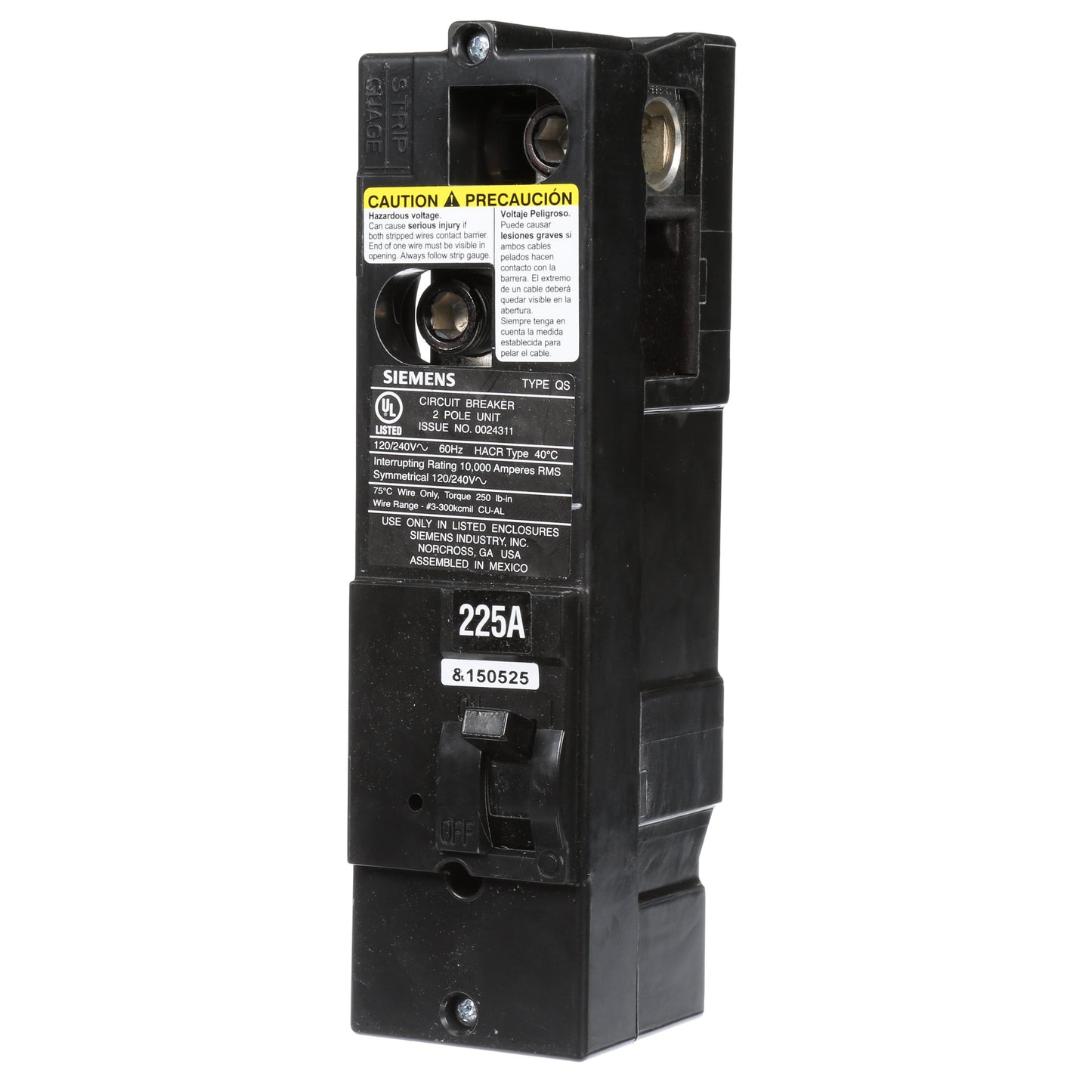 Siemens QS2225 Circuit Breaker | 240V 225A 2P 10kA@240V Plug-In Power Mod QS