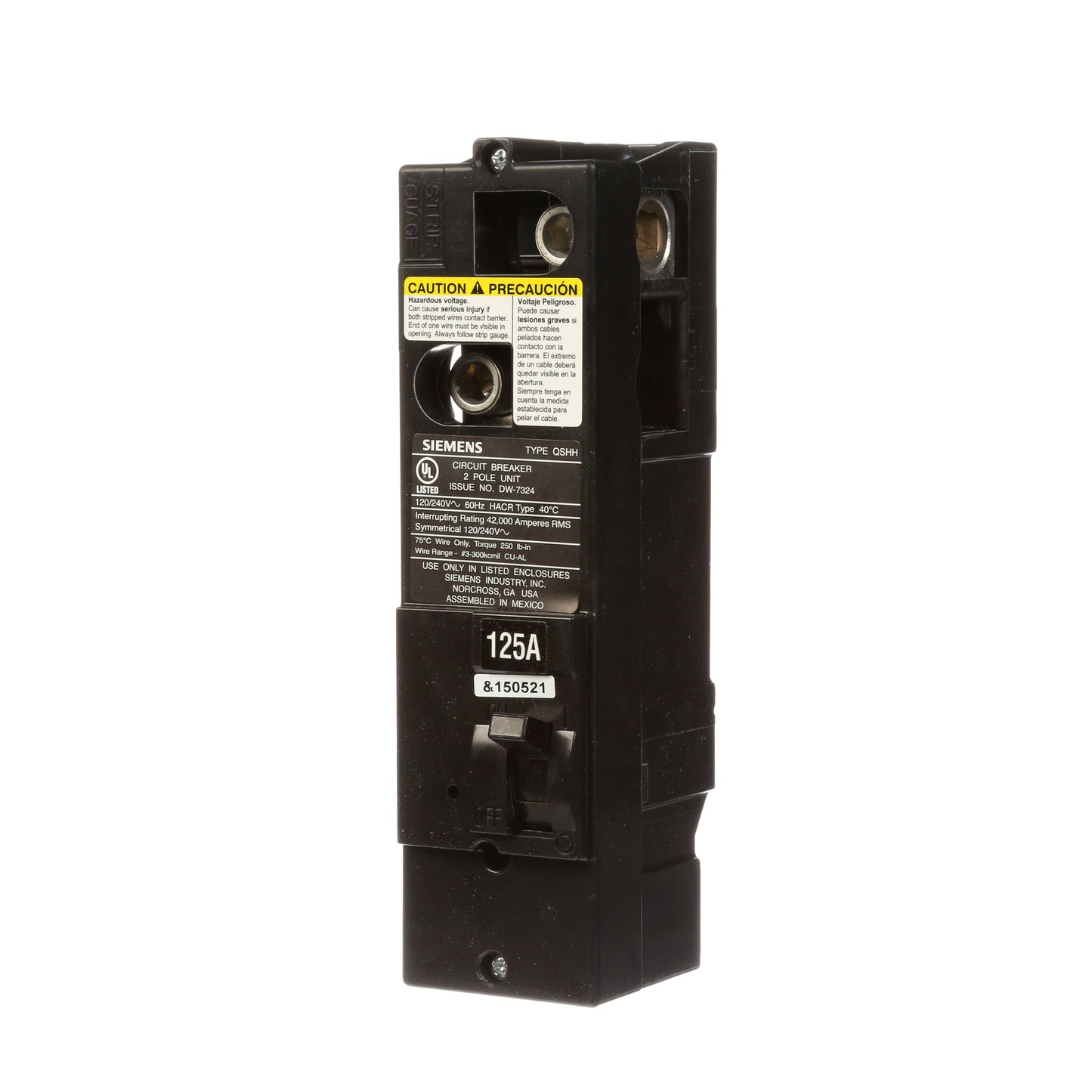 Siemens QSH2125 Circuit Breaker | 240V 125A 2P 42kA@240V Power Mod