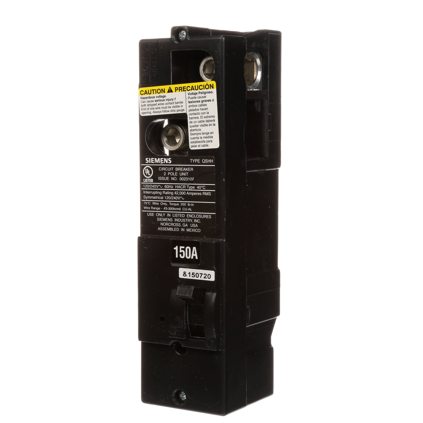 Siemens QSH2150 Circuit Breaker | 240V 150A 2P 42kA@240V Power Mod