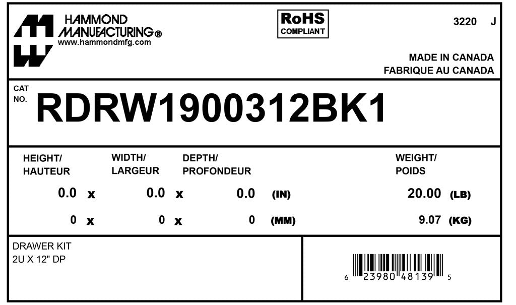 Hammond RDRW1900312BK1 Circuit Breaker Enclosure