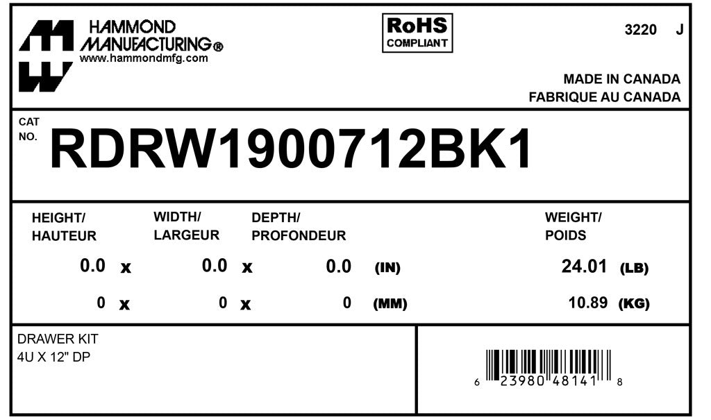 Hammond RDRW1900712BK1 Circuit Breaker Enclosure