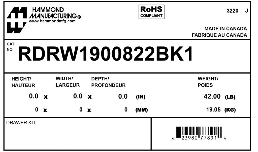 Hammond RDRW1900822BK1 Circuit Breaker Enclosure