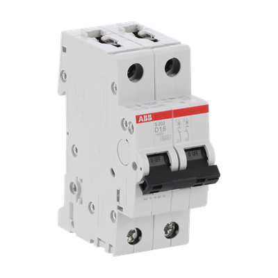 ABB S202-D1.6 Circuit Breaker | 480V 1.6A 2P 6kA@480V Feed-Thru S 200 Series
