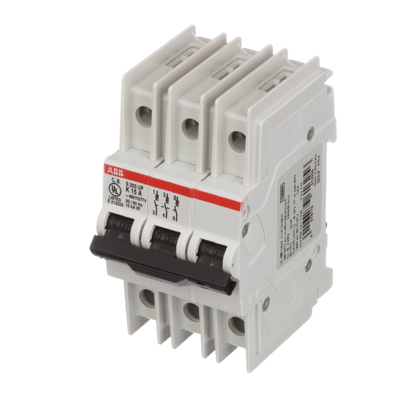 ABB S203UP-K15 Circuit Breaker | 480V 15A 3P 10kA@480V Feed-Thru S 200 UP Series