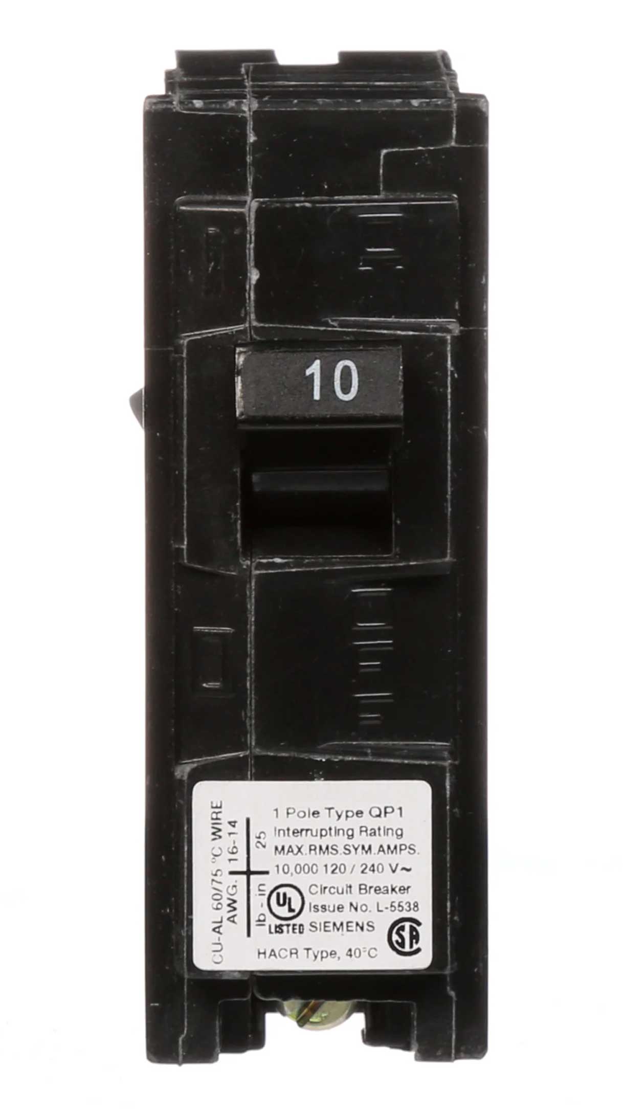 Siemens Q110 Circuit Breaker | 120V 10A 1P 10kA@120V Plug-In Q Series