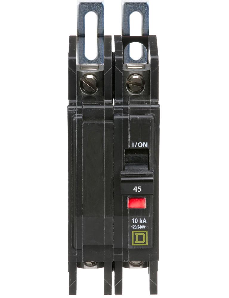 Square D QOU245 Circuit Breaker | 120/240V 45A 2P 10kA@240V Bolt-On QOU Series