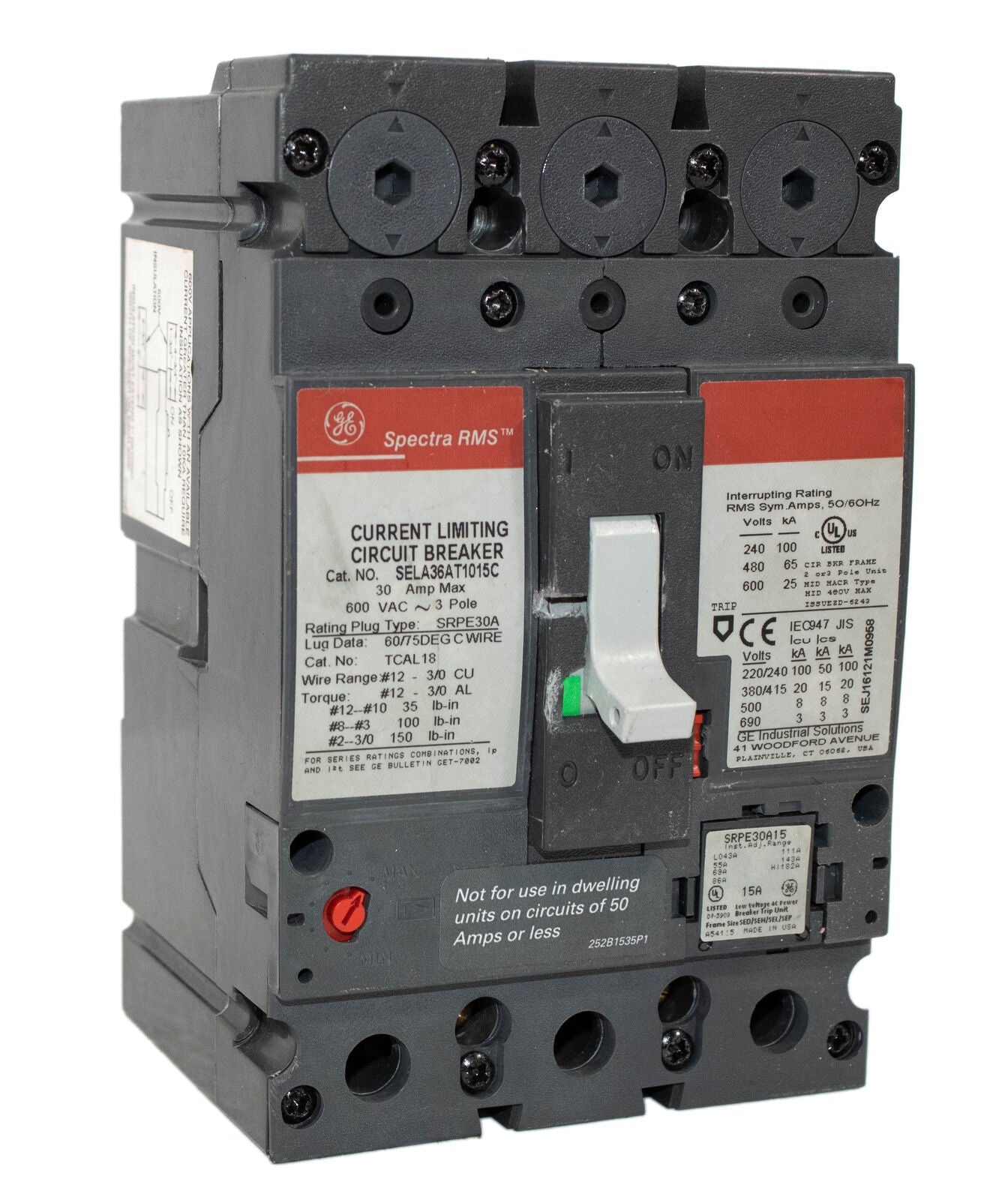 SELA36AT1020C - General Electric Bolt-On 20 Amp 3 Pole Circuit Breaker - Essential Electric Supply