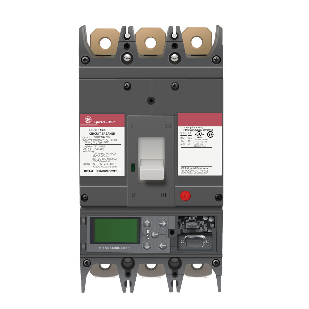 General Electric SGLC3606L3XX Circuit Breaker | 600V 600A 3P 65kA@480V Bolt-On Spectra Series