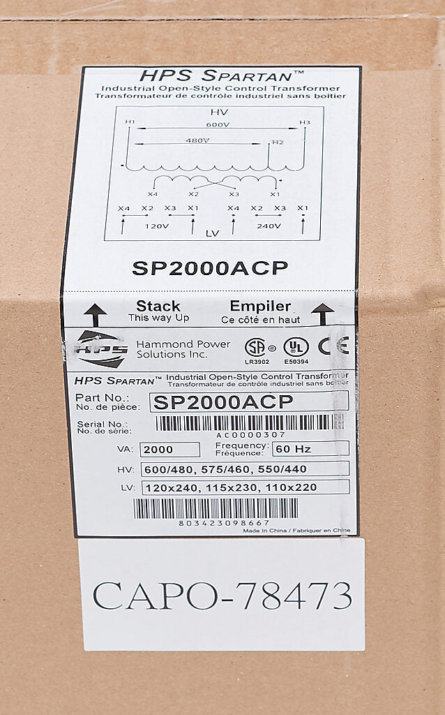 Hammond Power Solutions SP2000ACP Transformer | 2.36 kVA Seismic Rated