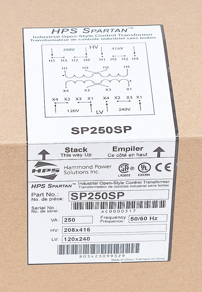 Hammond Power Solutions SP250SP Transformer | 208x416V Primary 120x240V Secondary Seismic Rated