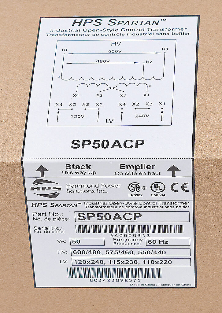 Hammond Power Solutions SP50ACP Transformer 600/480V to 120x240V Seismic Compliant