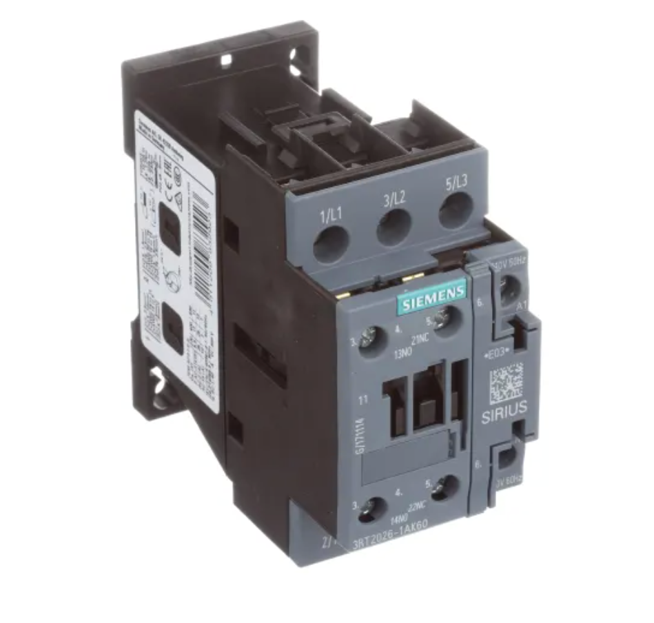 3RT1026-1BM44-1AA0 Siemens Sirius Contactor 3 pole 3 phase 600V 25A 220V coil - Essential Electric Supply