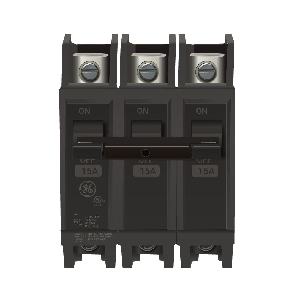 General Electric THQC32015 Circuit Breaker | 240V 15A 3P 10kA@240V Bolt-On Thermal Magnetic Q-Line
