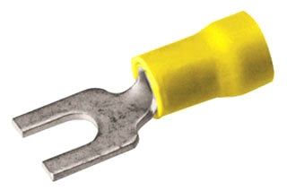 Burndy TP1010F Copper Terminal Fork Tongue | 12-10 AWG #8-#10 Stud Vinyl Insulation Tin Plating