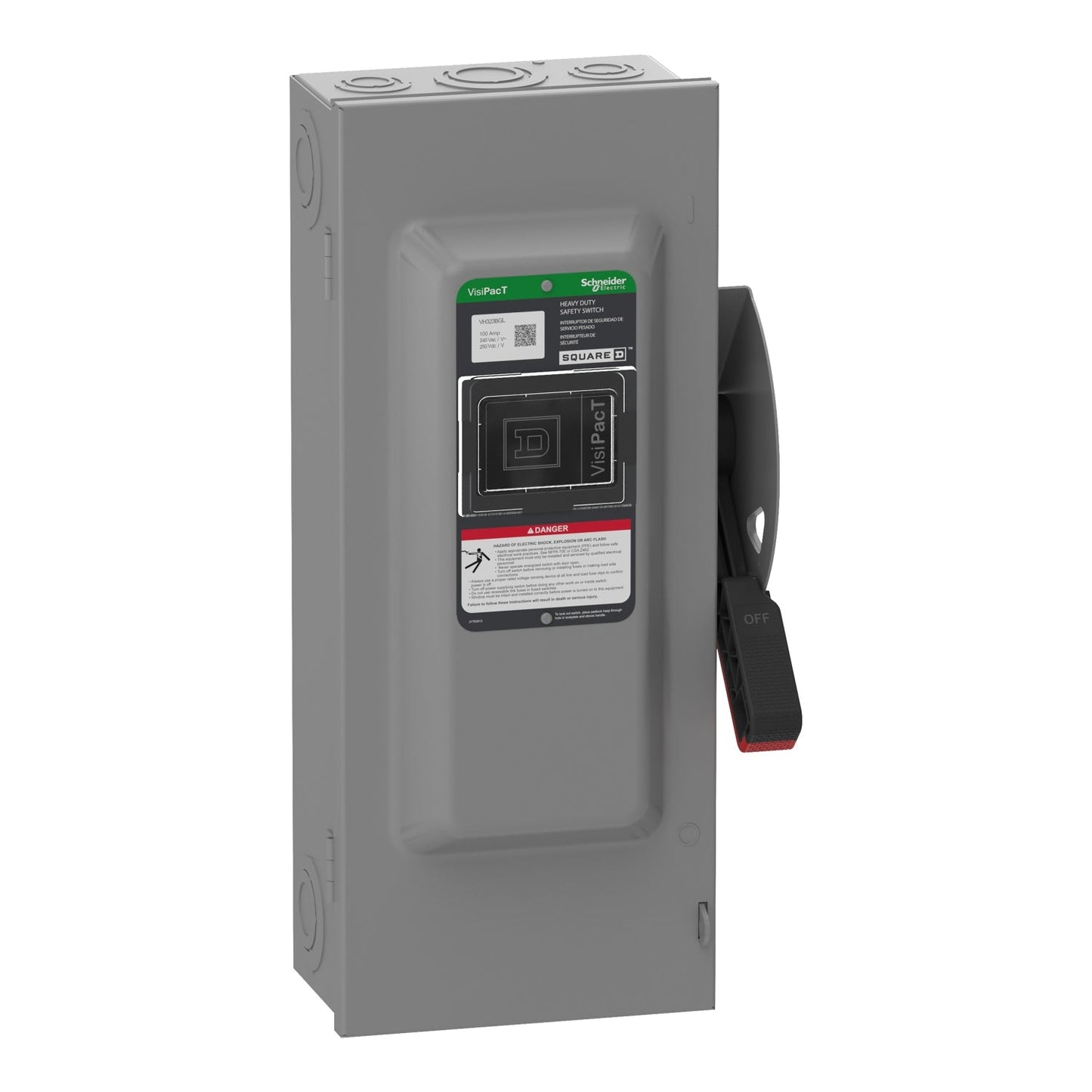 Square D VH323BGL Disconnect Switch 240V 100A 3P Fusible VH