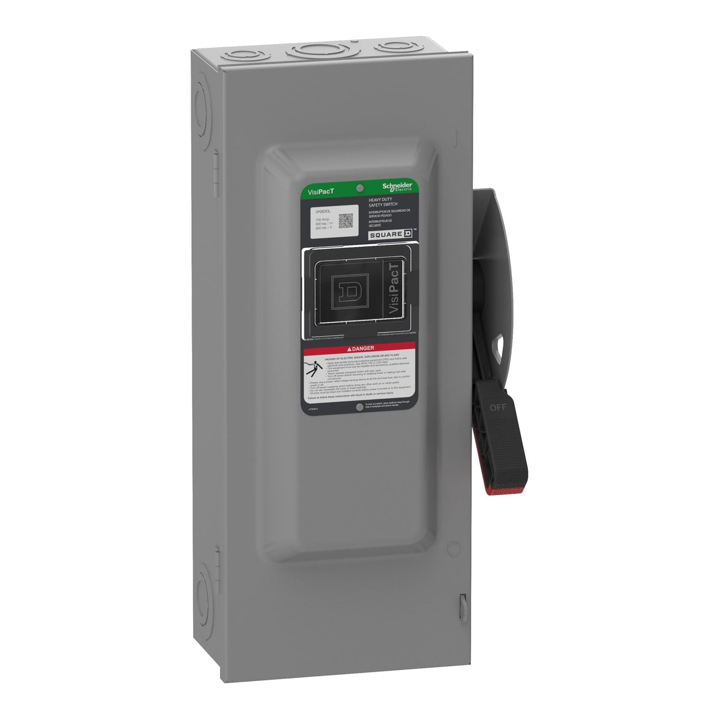 Square D VH363GL Disconnect Switch 600V 100A Fusible 3P VH
