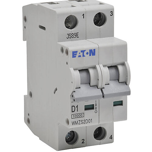 Cutler Hammer WMZS2D01 Circuit Breaker | 480V 1A 1P 2Pole 10kA@277/480V Thermal Magnetic Feed-Thru WMZS Series