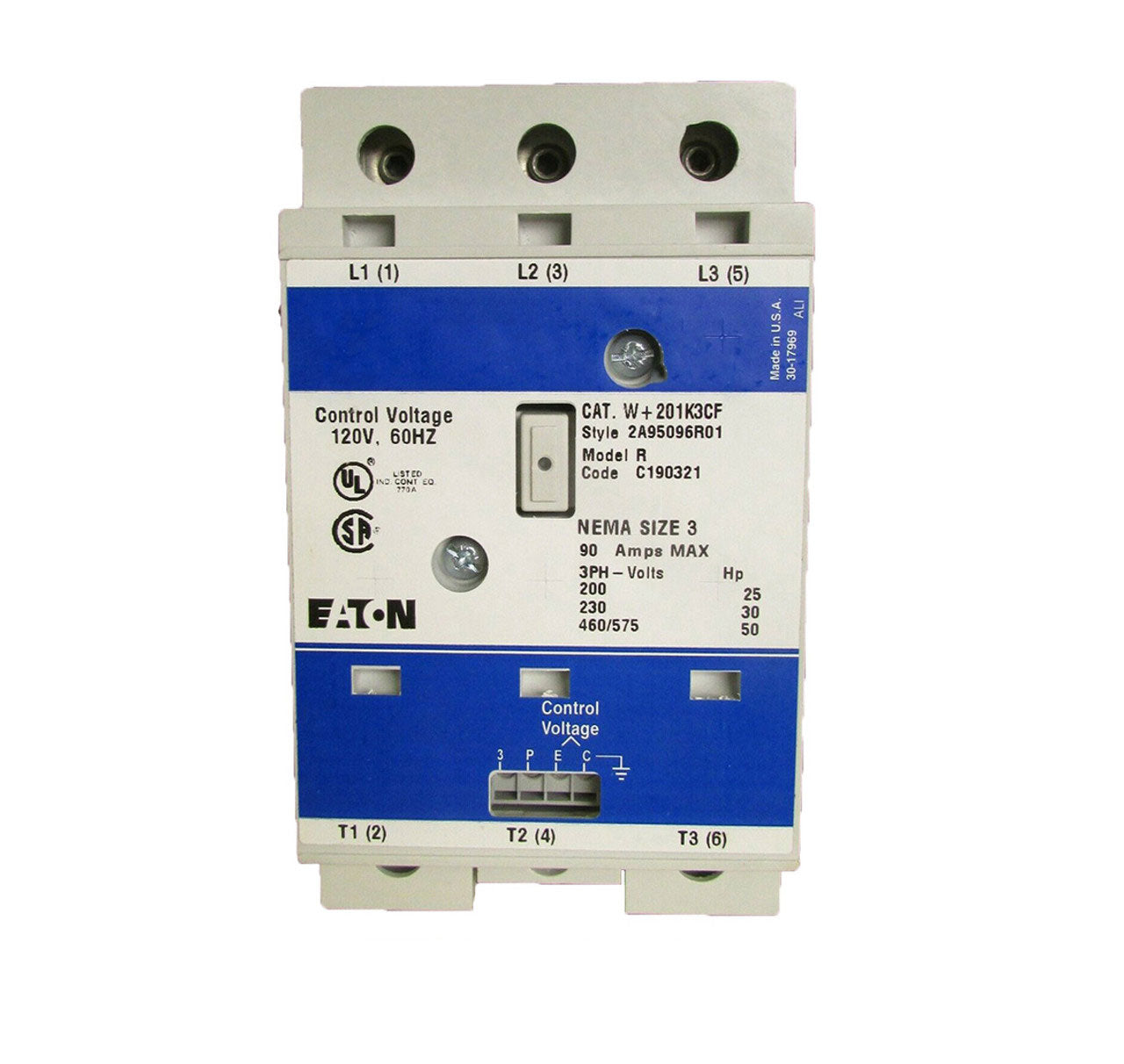 Cutler Hammer W+201K3CF Contactor | 600V 90A 3P Advantage Series