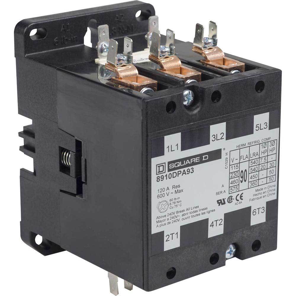 Square D 8910DPA93V02 Contactor 3P 3P 600V 90A 110V Coil Class 8910