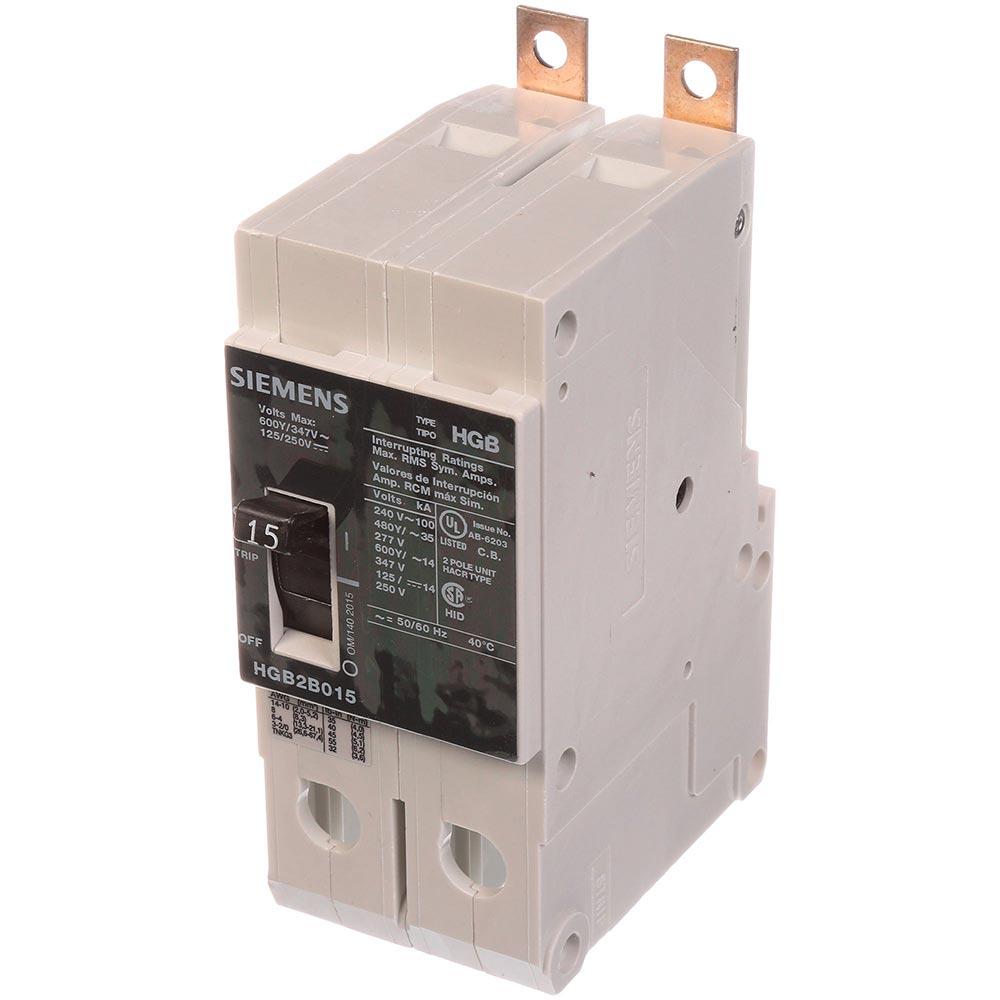 Siemens HGB2B015B Molded Case Circuit Breaker | 600V 15A 2P 100kA@240V Bolt-On VL Series