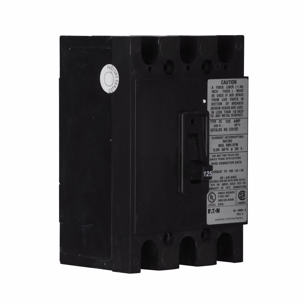 Cutler Hammer CC3175 Circuit Breaker | 240V 175A 3P 10kA@240V Feed-Thru CC Series