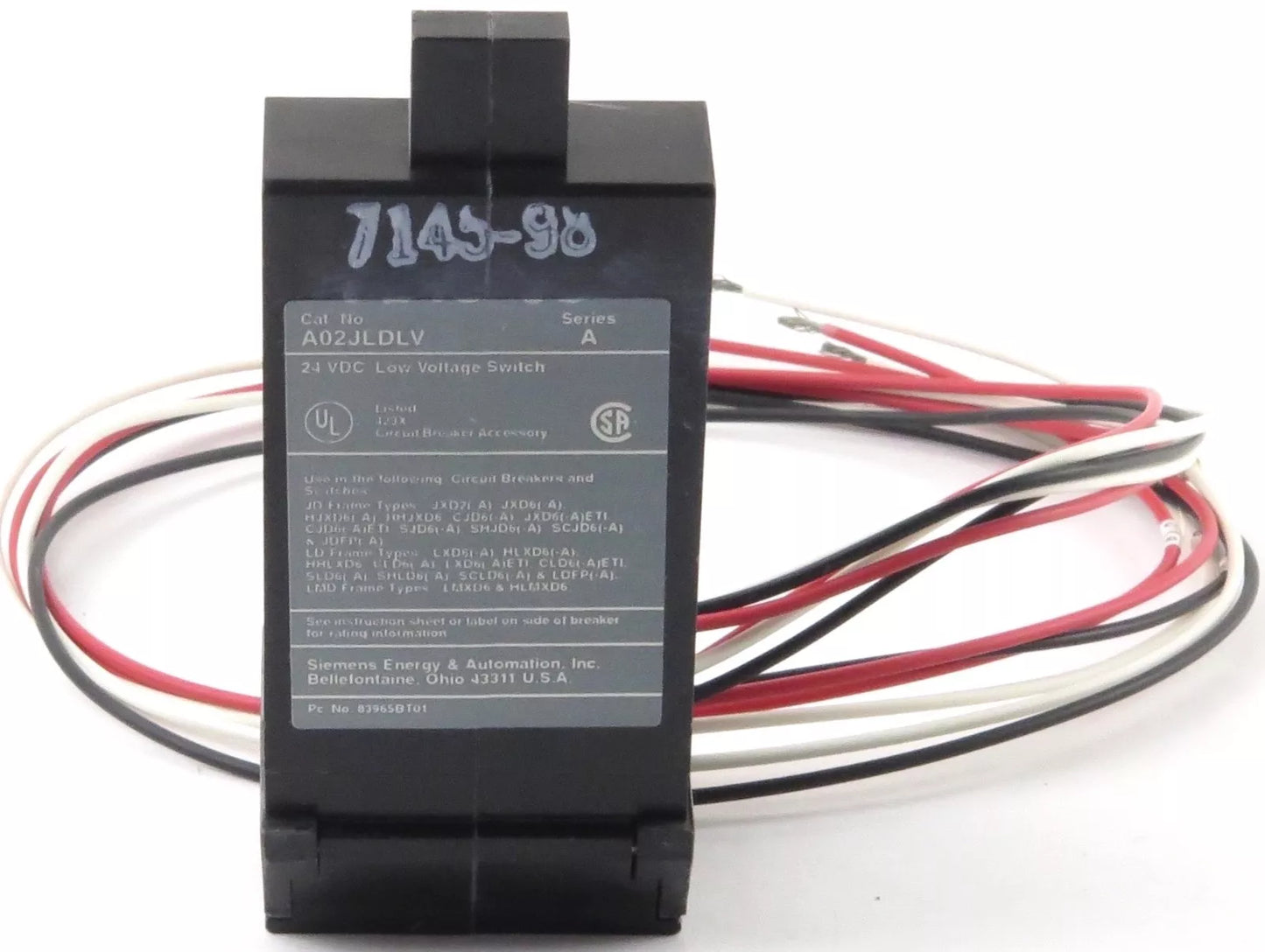 A02JLDLV - Siemens Circuit Breaker Auxiliary - Essential Electric Supply